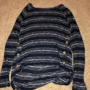 Striped Long Sleeve Knit Top